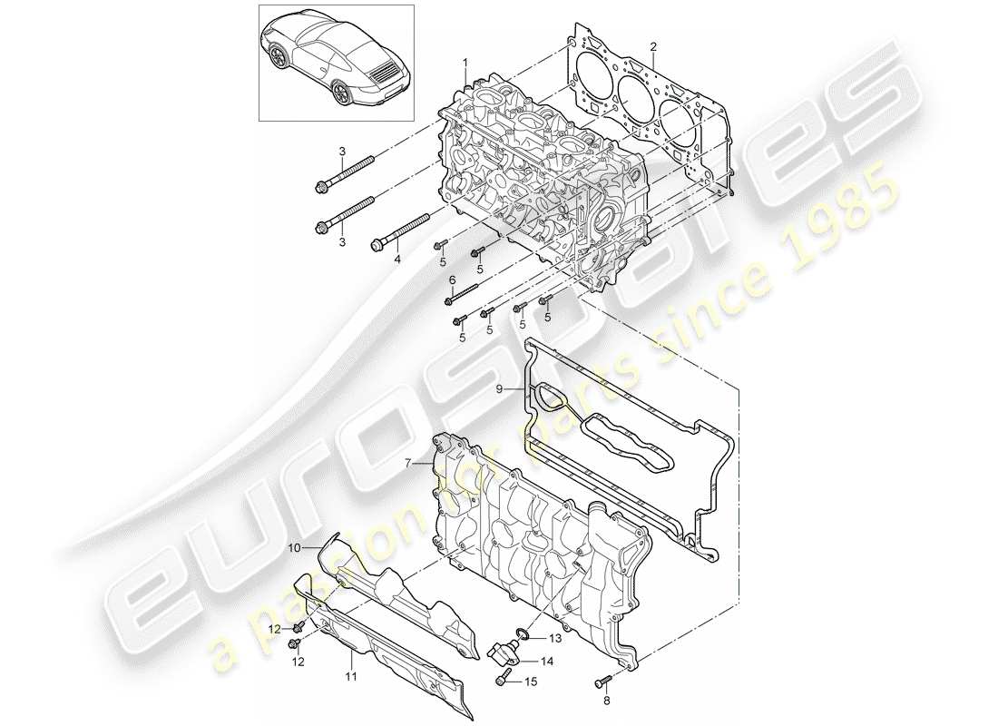 porsche 997 gen. 2 (2011) cylinder head part diagram