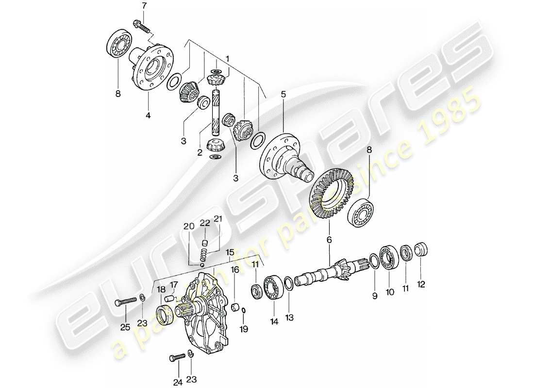 porsche 924 (1980) differential - automatic transmission part diagram