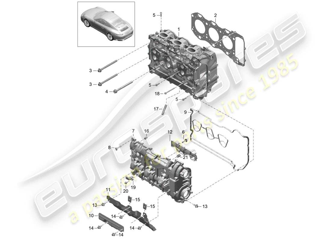 porsche 991 gen. 2 (2020) cylinder head part diagram