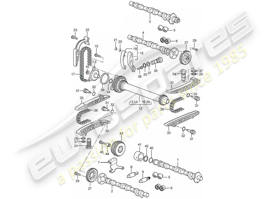 porsche 997 (2008) camshaft part diagram