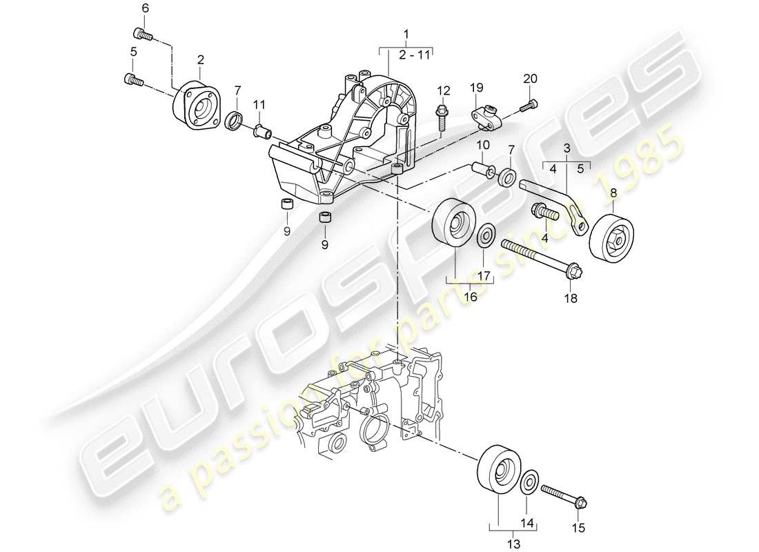 porsche 997 (2008) belt tensioner part diagram