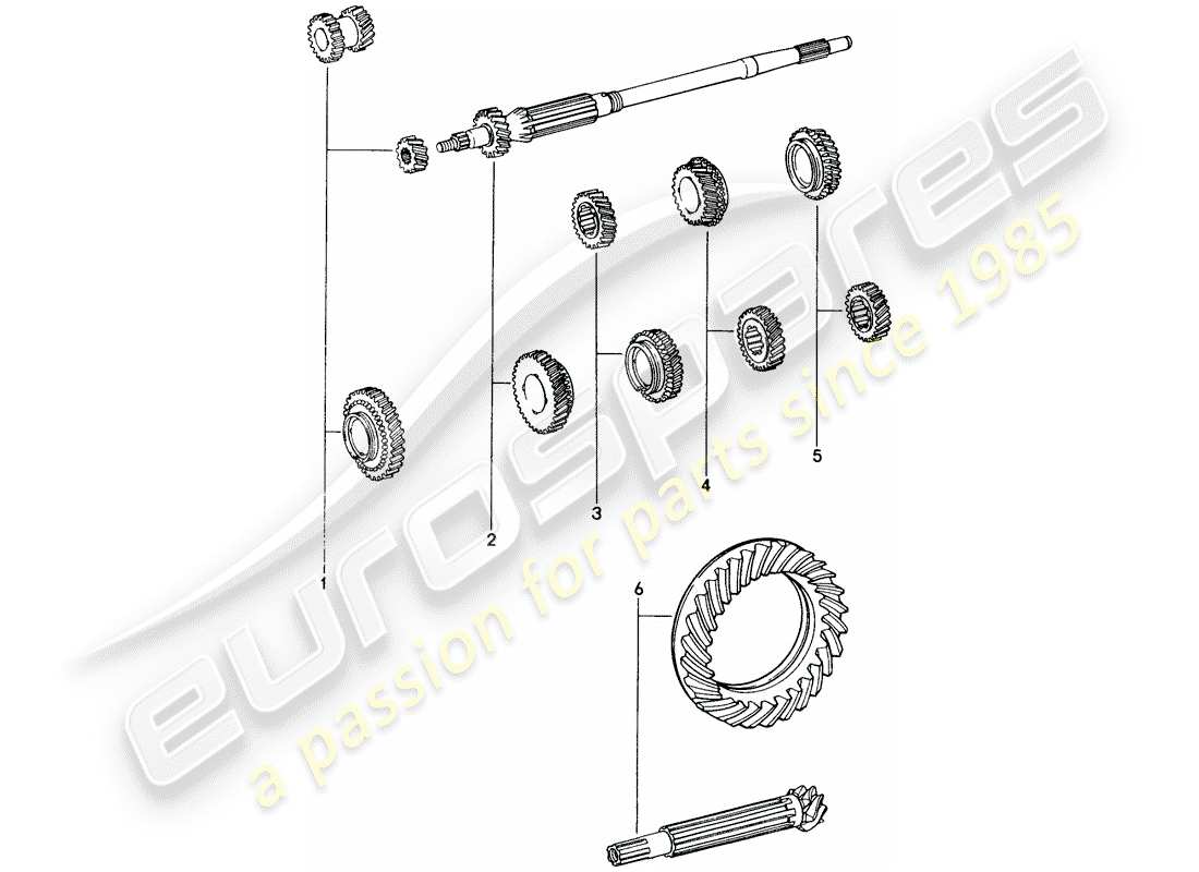 porsche 914 (1974) gear wheel sets - for - 5-speed - transmission part diagram