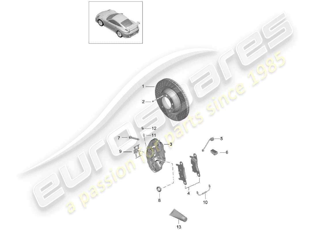 porsche 991 turbo (2020) disc brakes part diagram