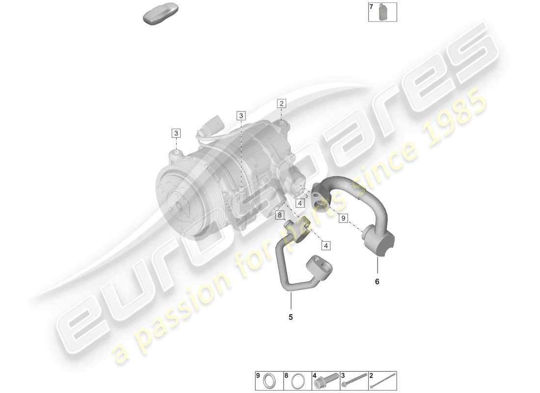 porsche 2019 air conditioner compressor part diagram