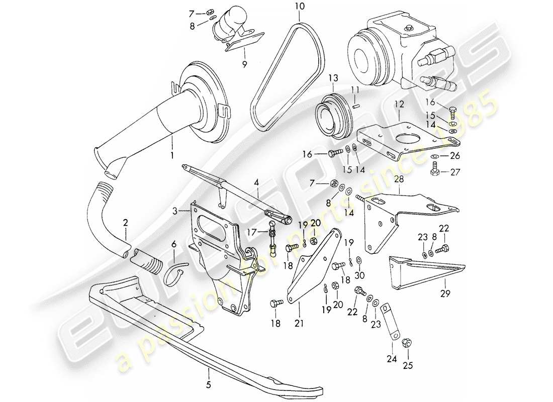 porsche 911/912 (1965) mount - compressor - d - mj 1969>> part diagram