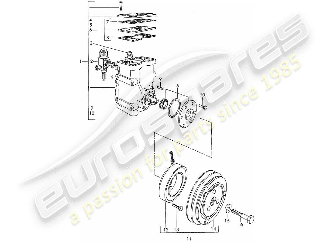 porsche 911/912 (1968) compressor - clutch - d >> - mj 1968 part diagram