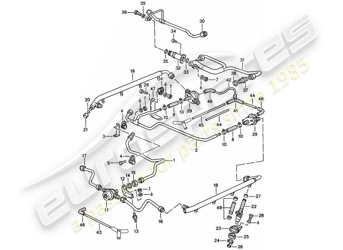 a part diagram from the porsche 928 (1984) parts catalogue