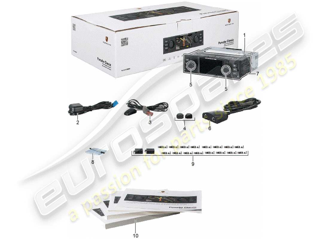 a part diagram from the porsche classic accessories (1989) parts catalogue