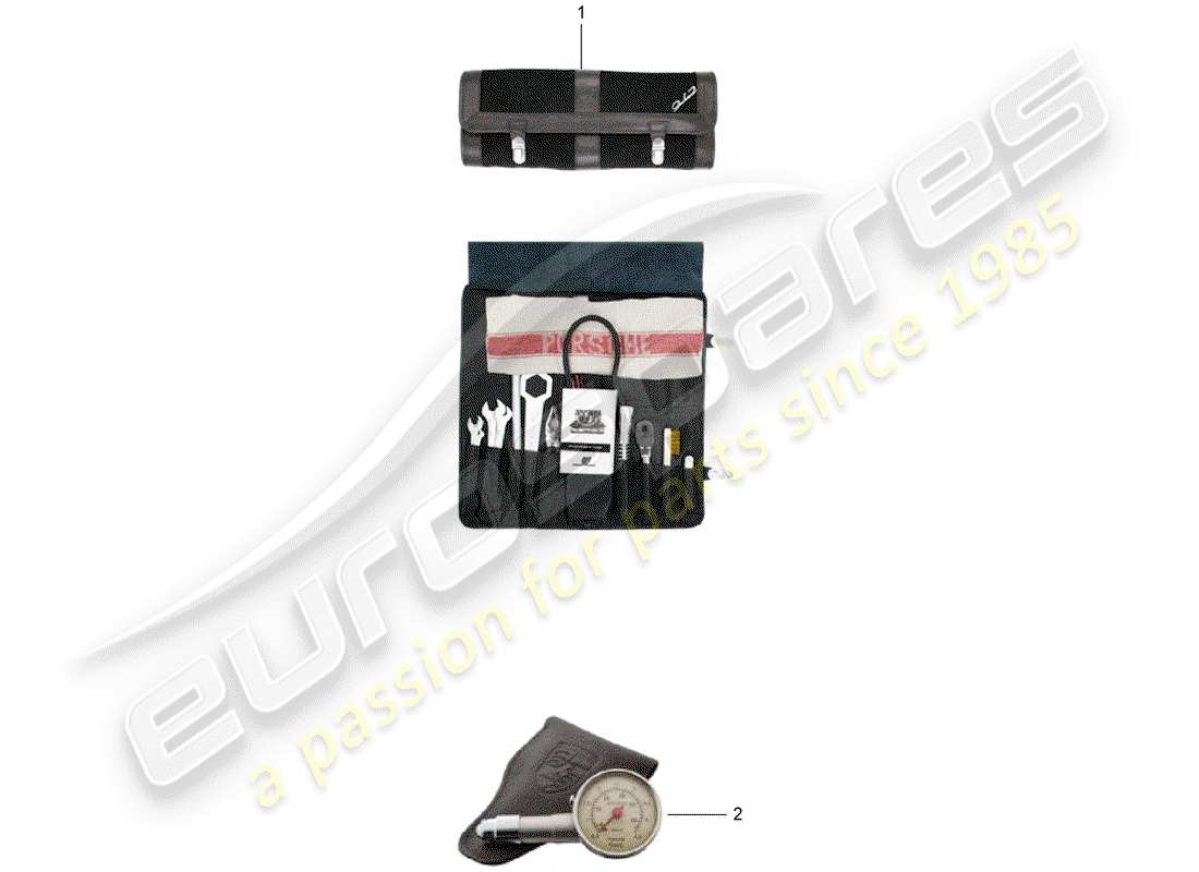 a part diagram from the porsche classic accessories (1961) parts catalogue