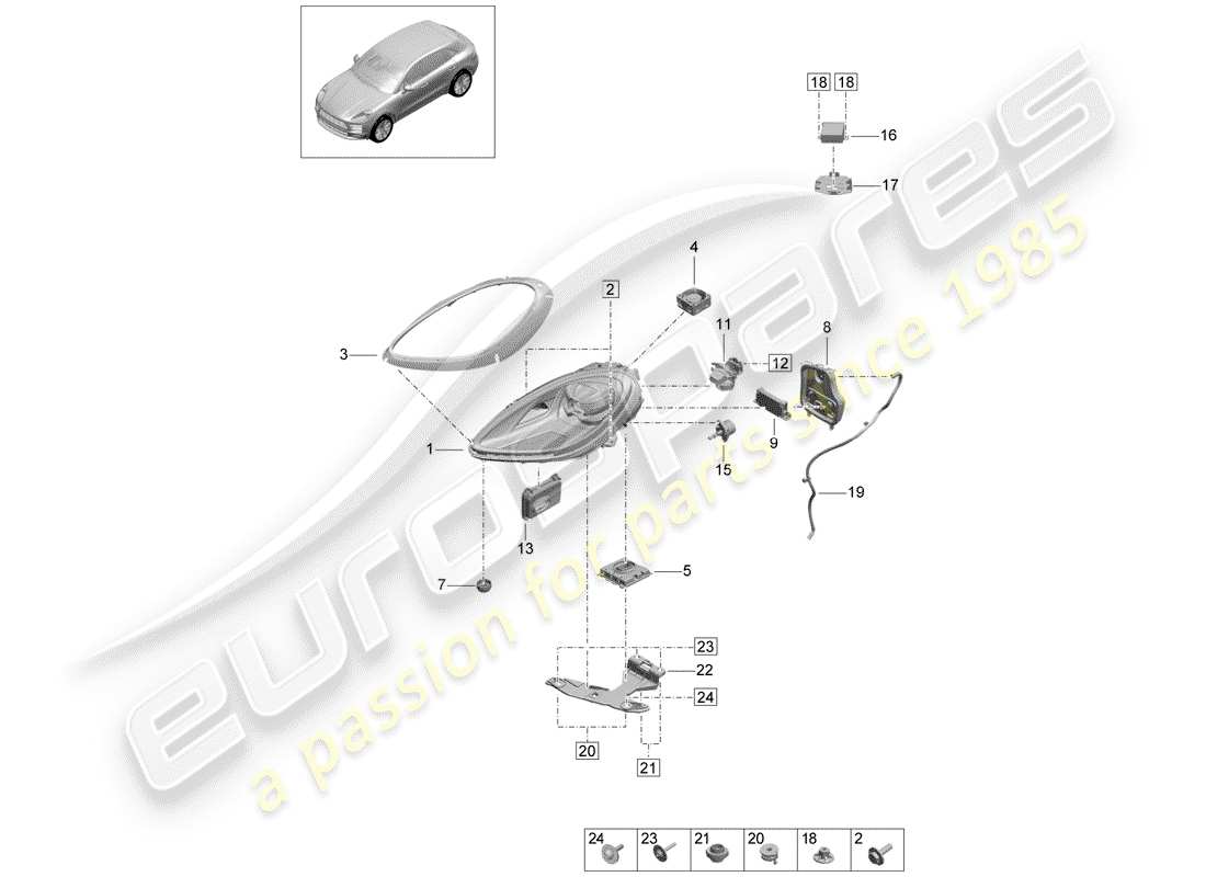 a part diagram from the porsche macan (2020) parts catalogue