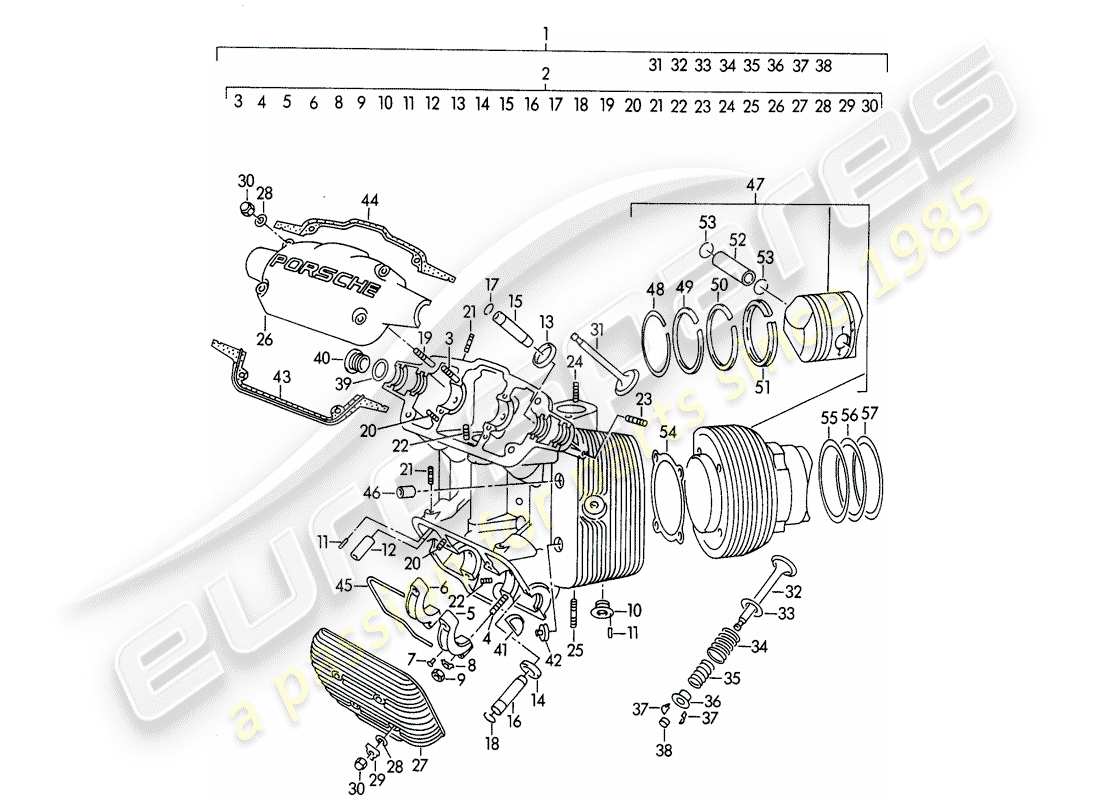 a part diagram from the porsche 356/356a (1958) parts catalogue