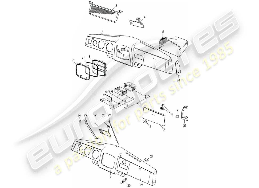 a part diagram from the porsche 356/356a parts catalogue