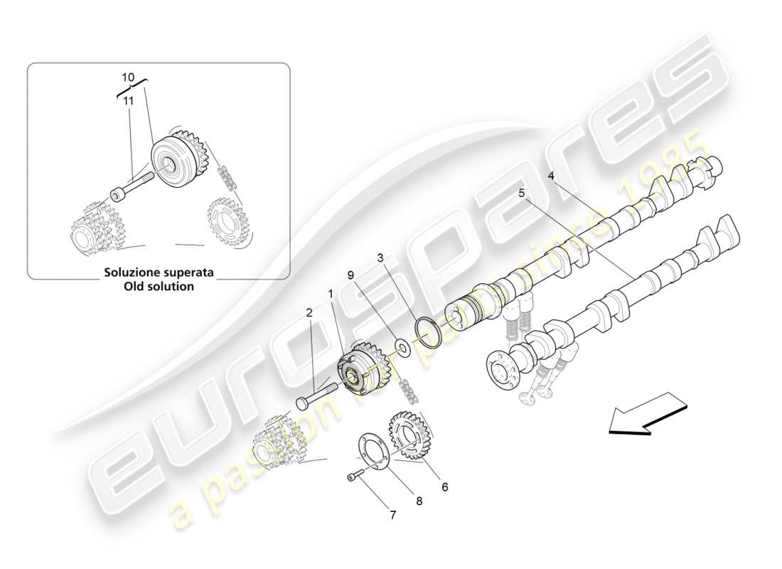 maserati granturismo (2016) lh cylinder head camshafts part diagram