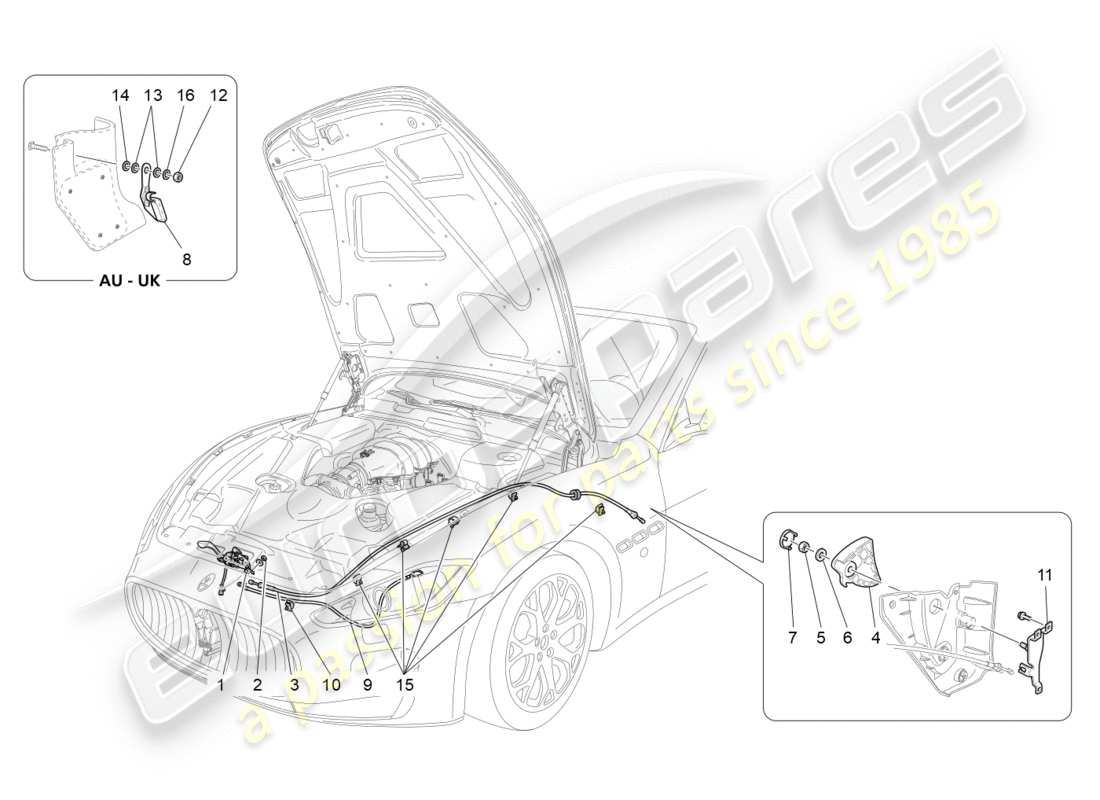 maserati granturismo s (2016) front lid opening button part diagram