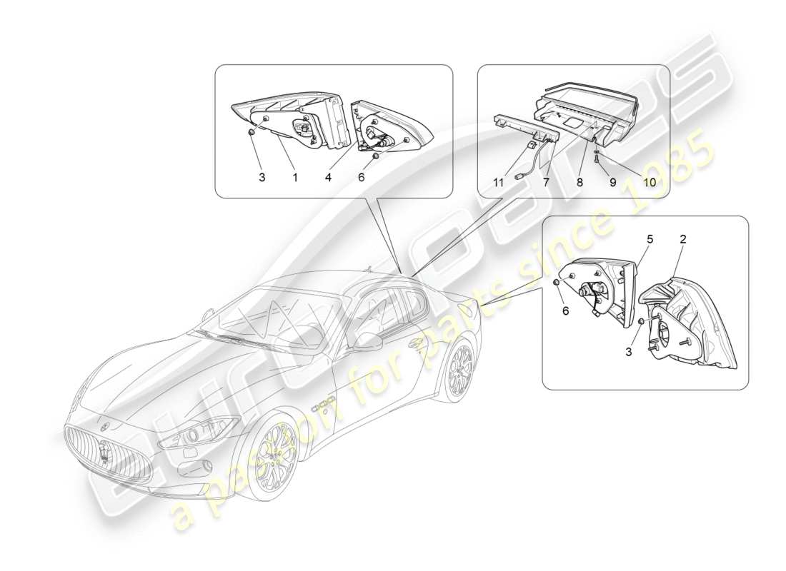 maserati granturismo s (2014) taillight clusters part diagram