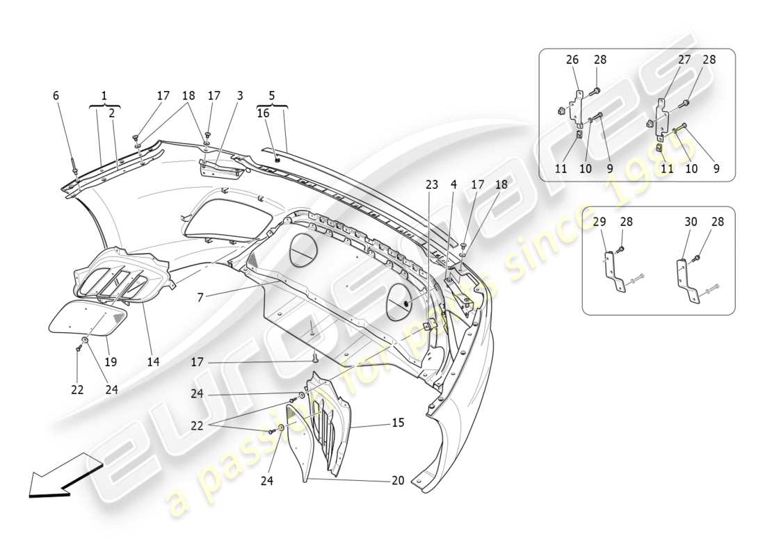 maserati granturismo s (2019) rear bumper part diagram