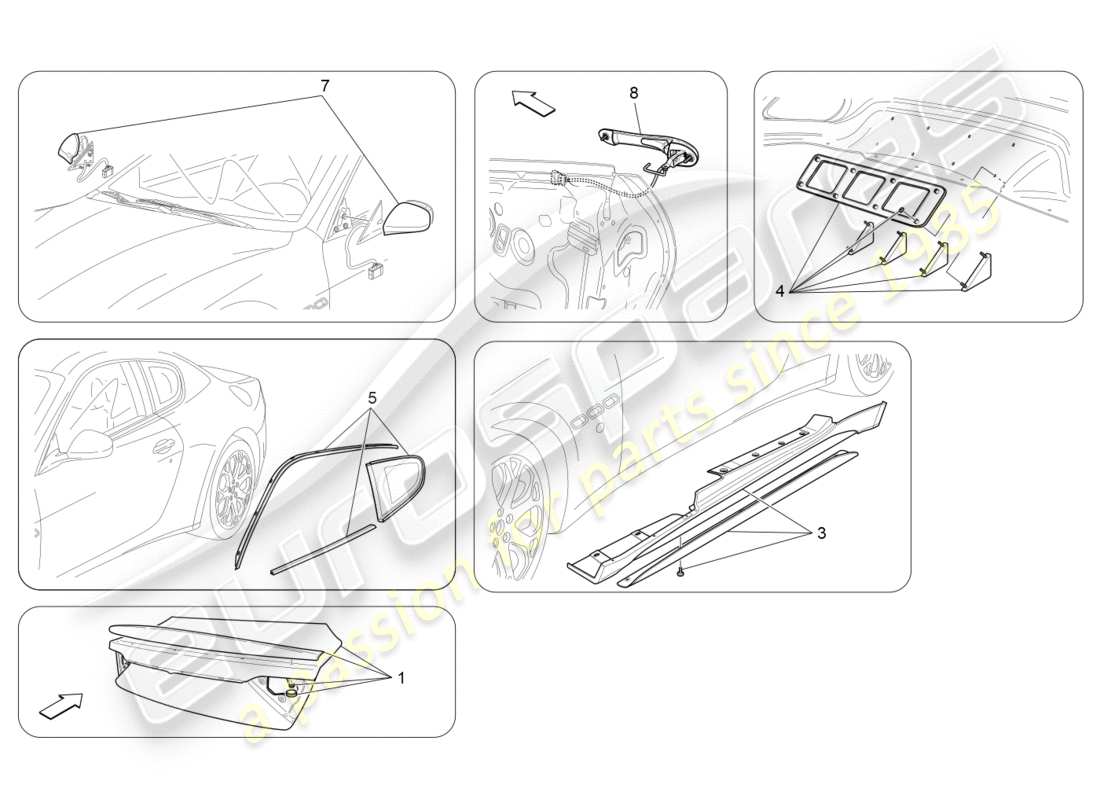 maserati granturismo s (2016) after market accessories part diagram