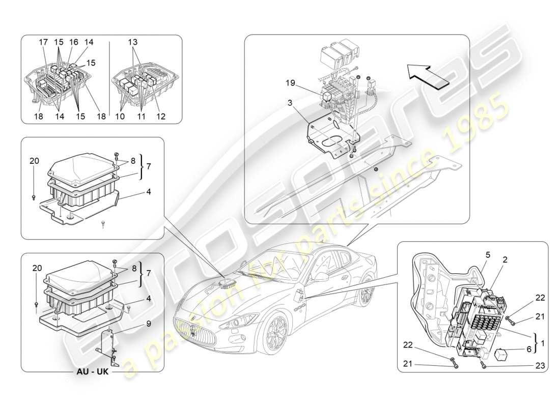 maserati granturismo (2012) relays, fuses and boxes part diagram