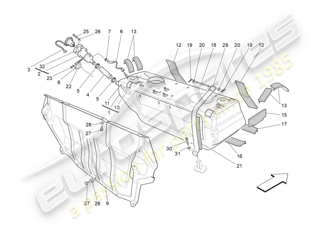 maserati granturismo (2016) fuel tank part diagram