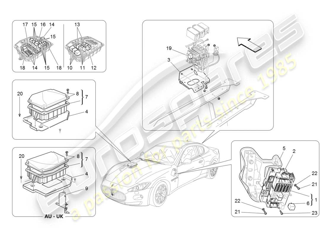 maserati granturismo (2008) relays, fuses and boxes part diagram