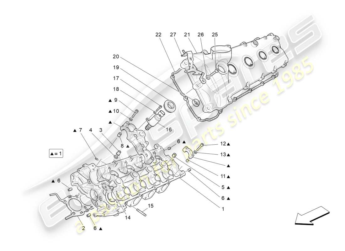 maserati granturismo s (2018) lh cylinder head parts diagram