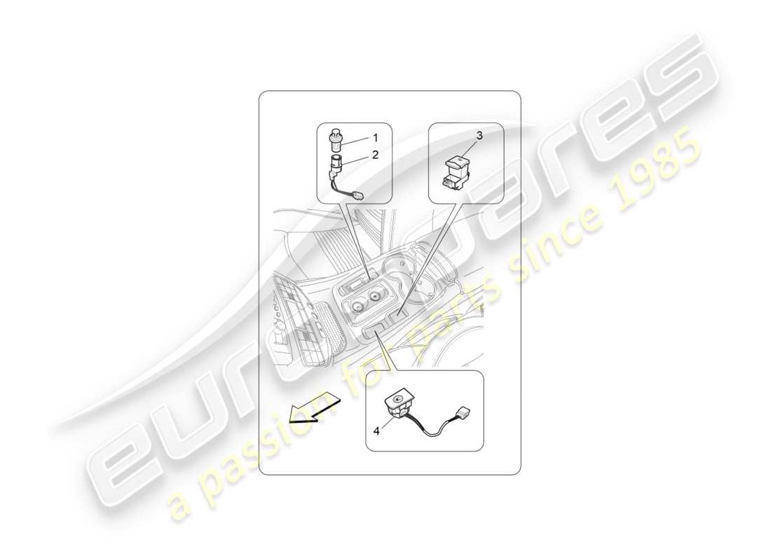 maserati granturismo s (2016) centre console devices part diagram