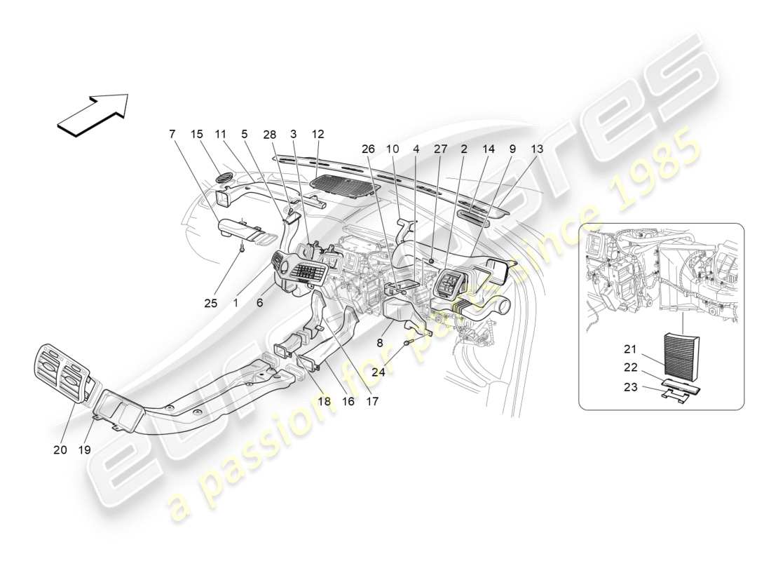 maserati granturismo s (2016) a/c unit: diffusion part diagram