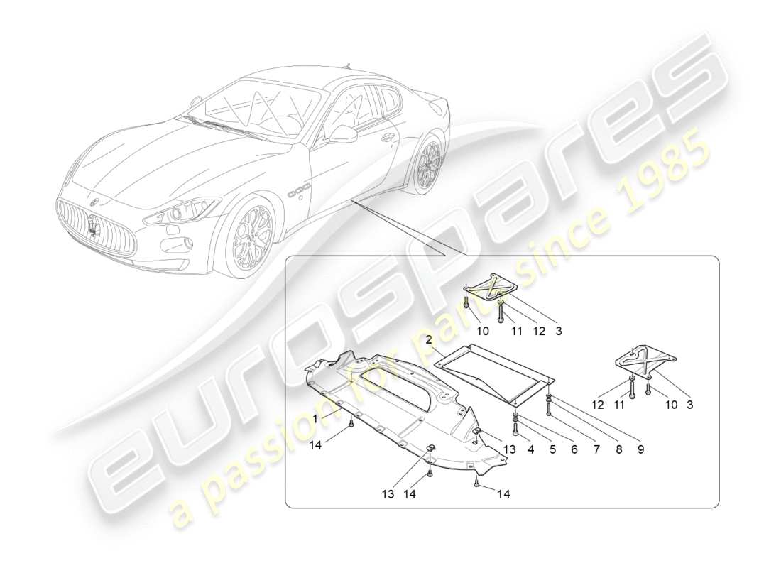 maserati granturismo (2010) underbody and underfloor guards part diagram