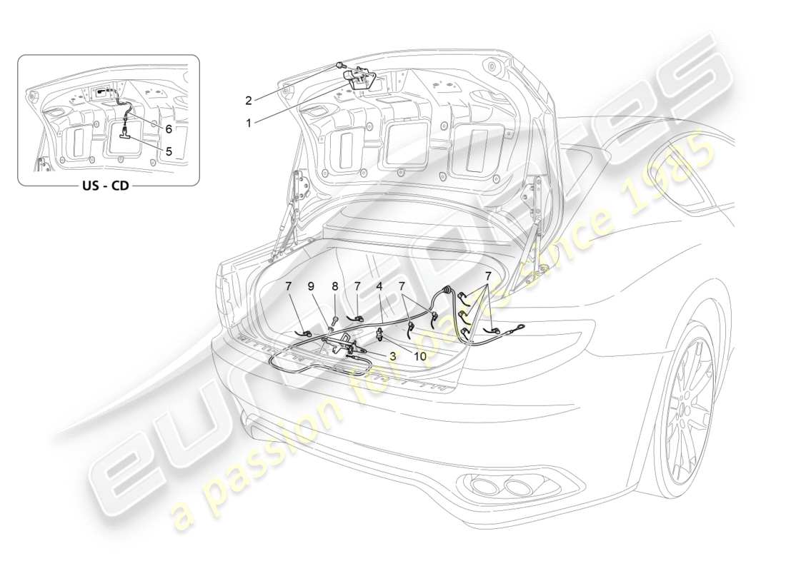 maserati granturismo s (2016) rear lid opening control part diagram