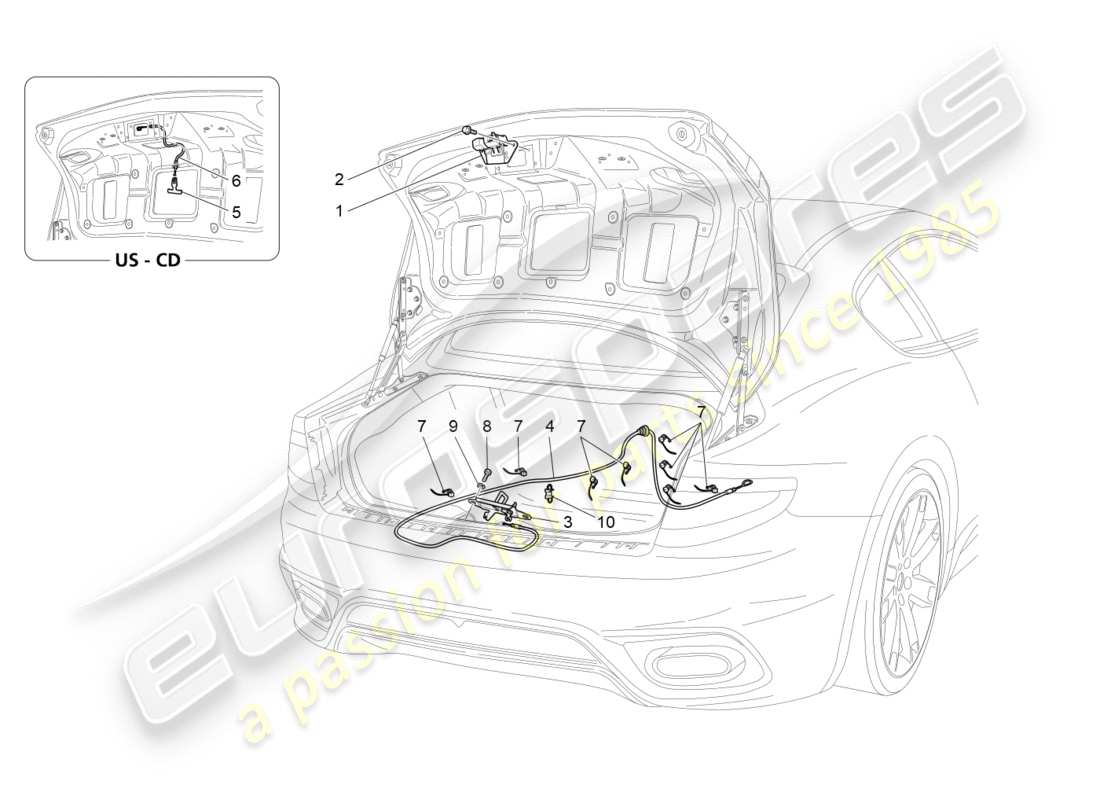 maserati granturismo s (2019) rear lid opening control part diagram