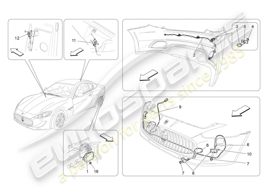 maserati granturismo s (2016) parking sensors part diagram