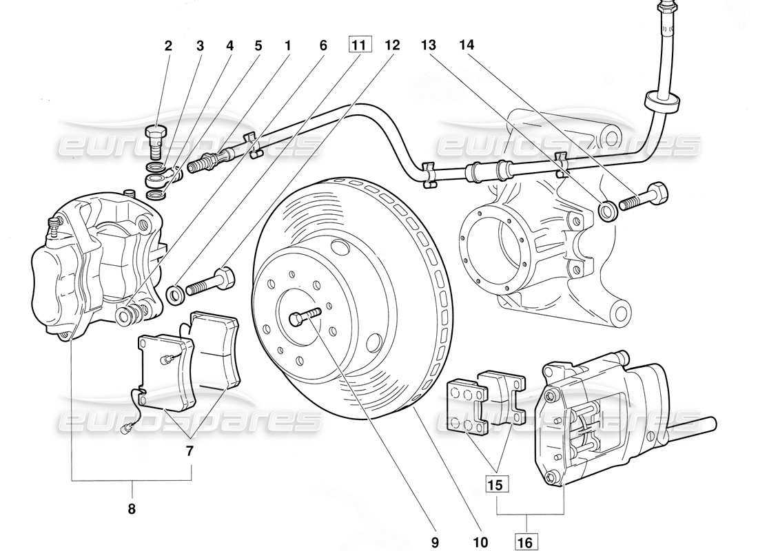 lamborghini diablo (1991) rear brakes (valid for june 1992 version) part diagram