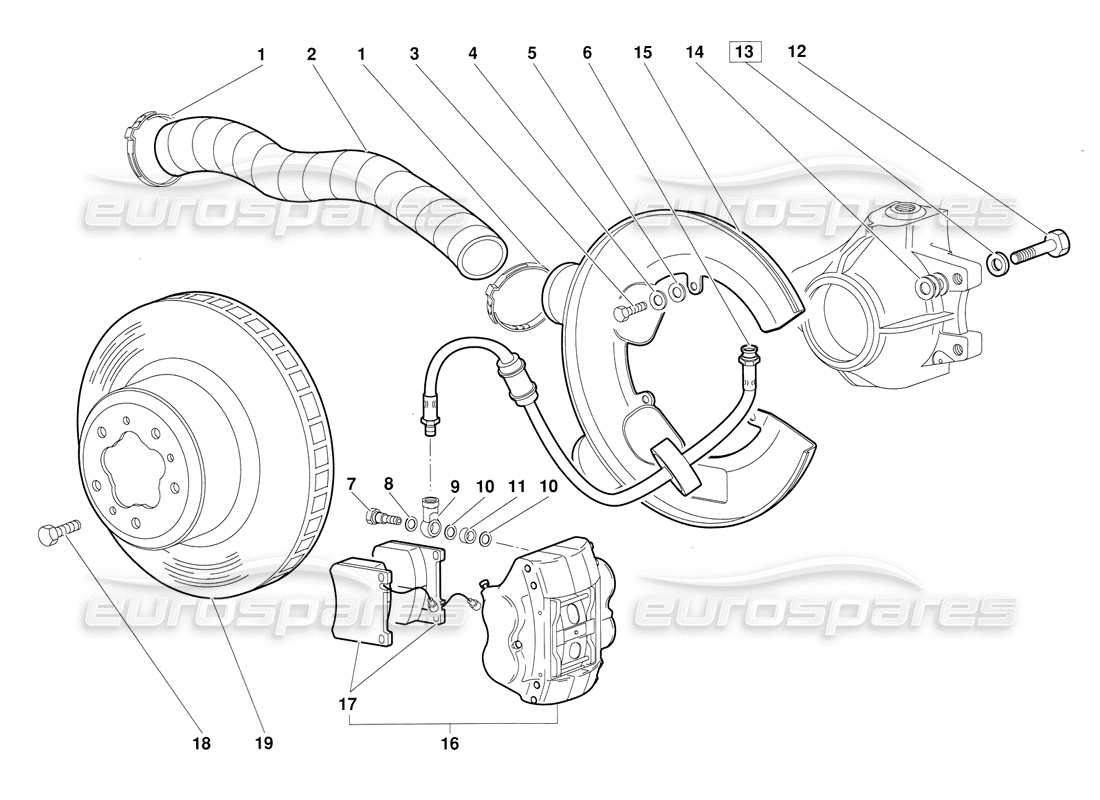 lamborghini diablo (1991) front brakes (valid for june 1992 version) part diagram