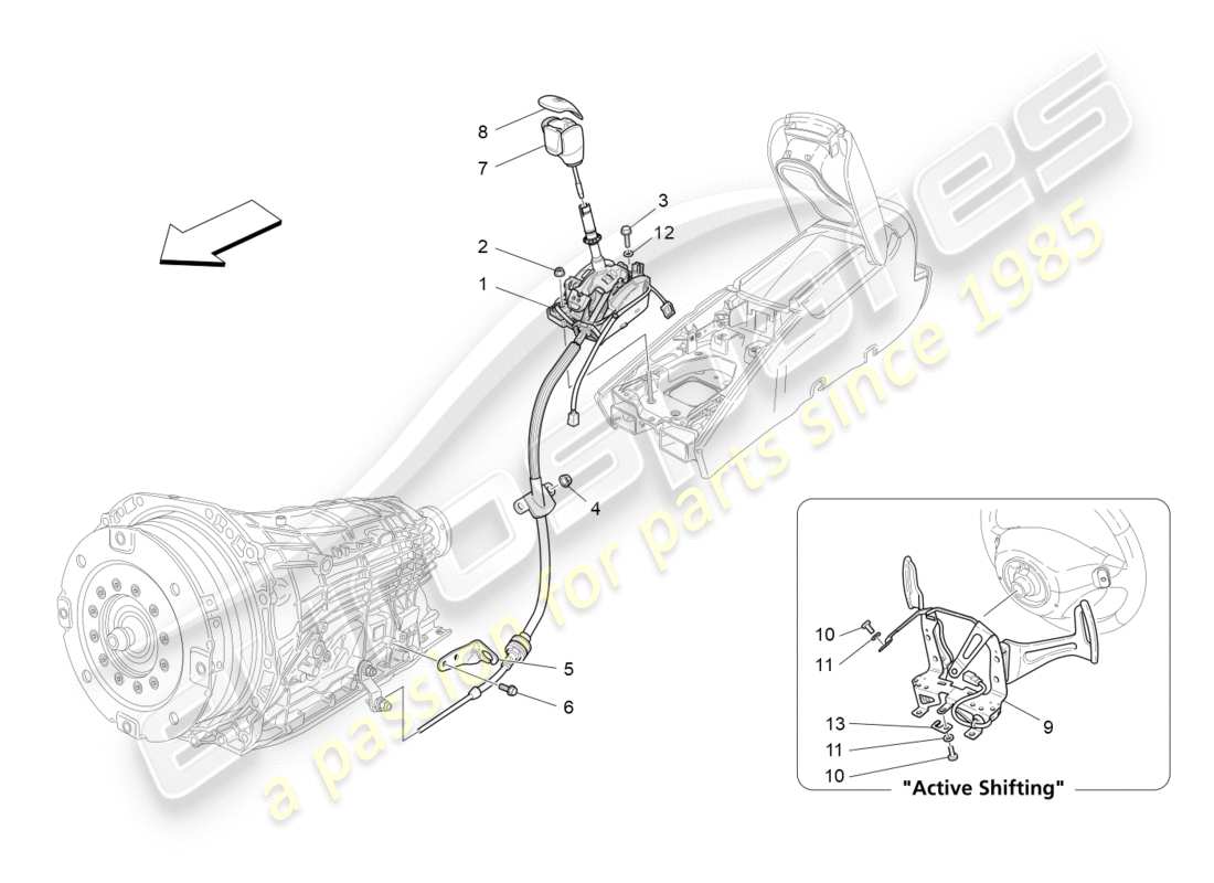 maserati granturismo s (2016) driver controls for automatic gearbox part diagram