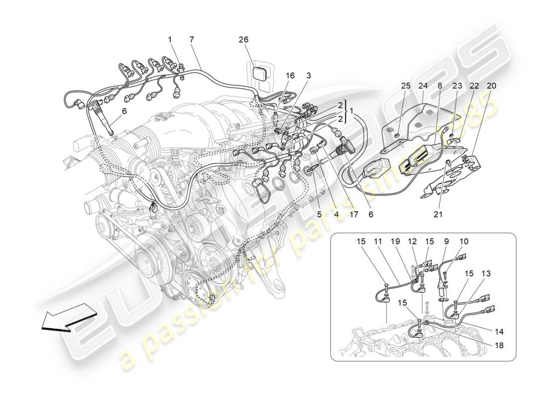 maserati granturismo s (2016) electronic control: injection and engine timing control part diagram