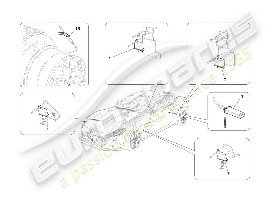 maserati granturismo s (2020) tyre pressure monitoring system part diagram