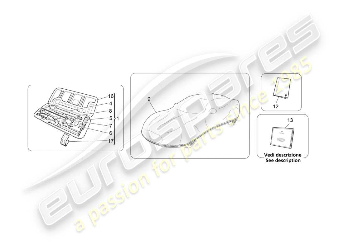 maserati granturismo s (2020) standard provided part diagram