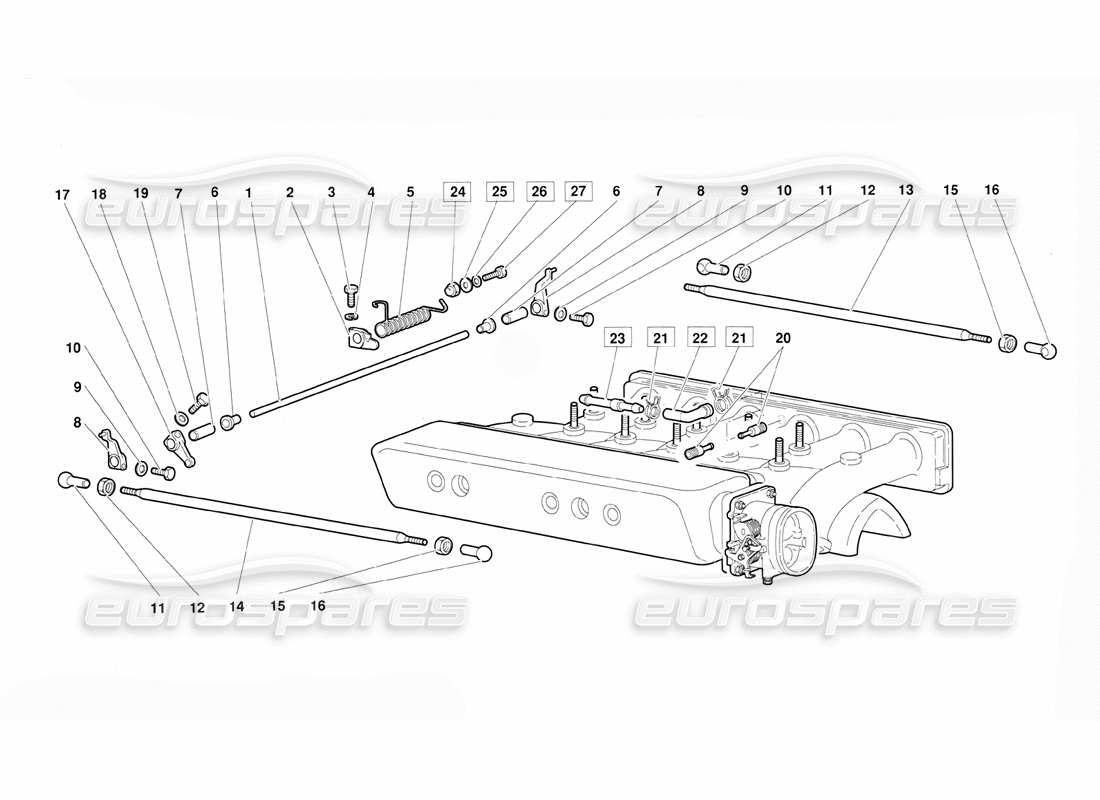 lamborghini diablo (1991) accelerator cables (valid for june 1992 version) part diagram