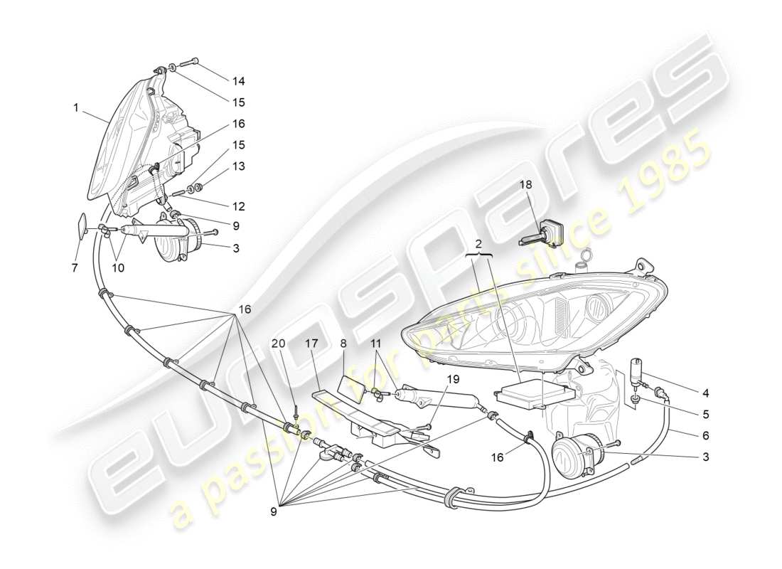 maserati granturismo (2014) headlight clusters part diagram