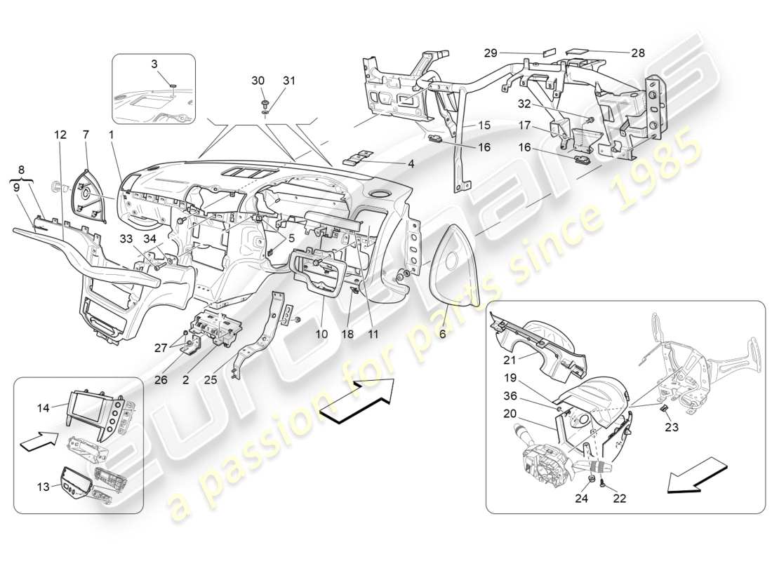 maserati granturismo (2010) dashboard unit part diagram