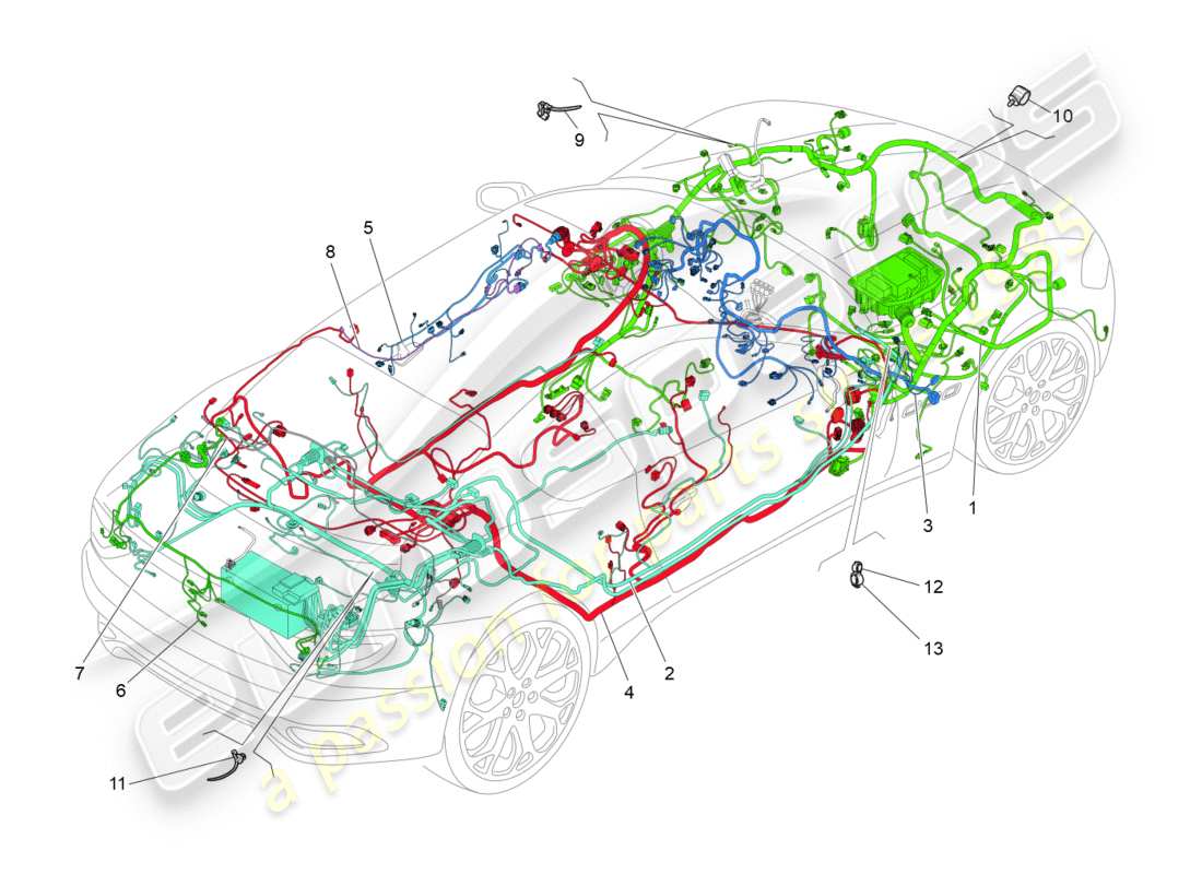 maserati granturismo (2012) main wiring part diagram