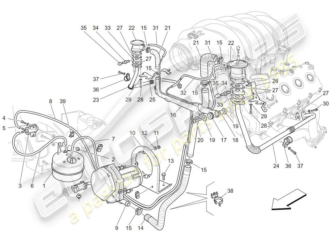 maserati granturismo (2009) additional air system part diagram