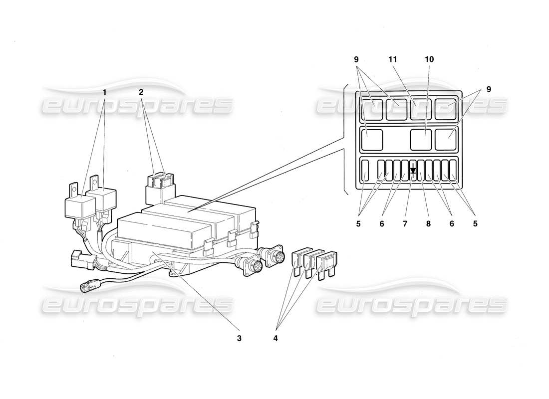 lamborghini diablo sv (1997) electrical system part diagram