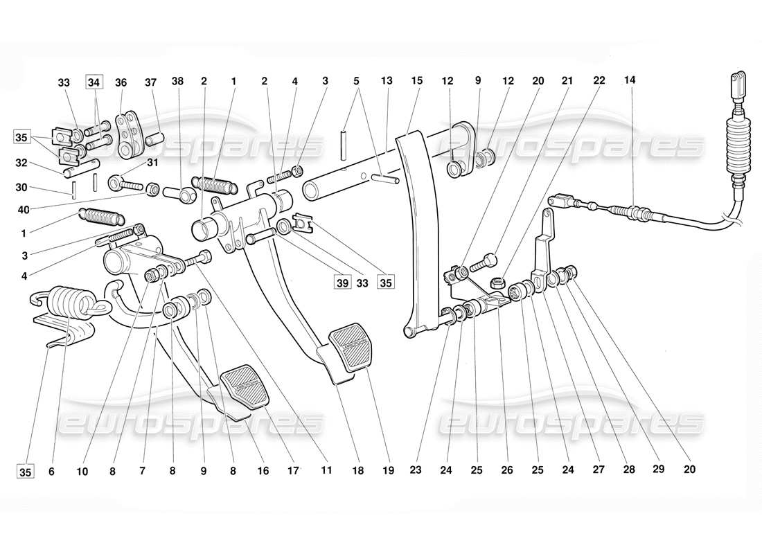 lamborghini diablo (1991) pedals (valid for june 1992 version) part diagram