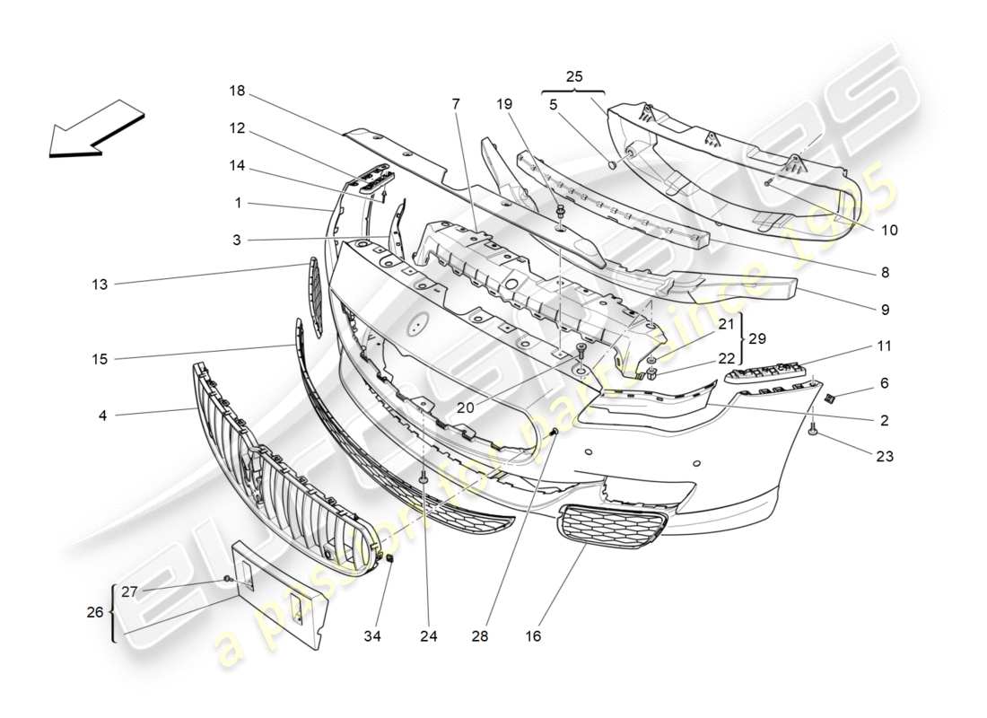 maserati qtp 3.0 bt v6 410hp (2014) front bumper part diagram