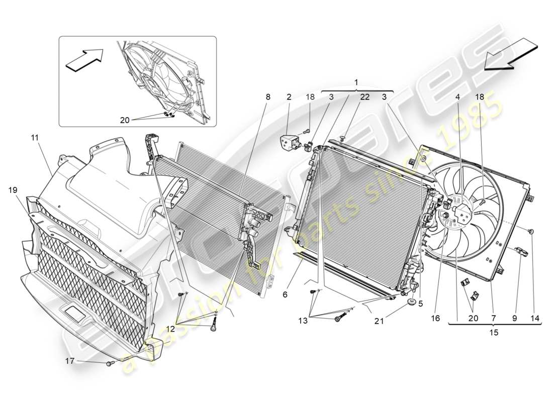 maserati qtp 3.0 bt v6 410hp (2014) cooling: air radiators and ducts part diagram