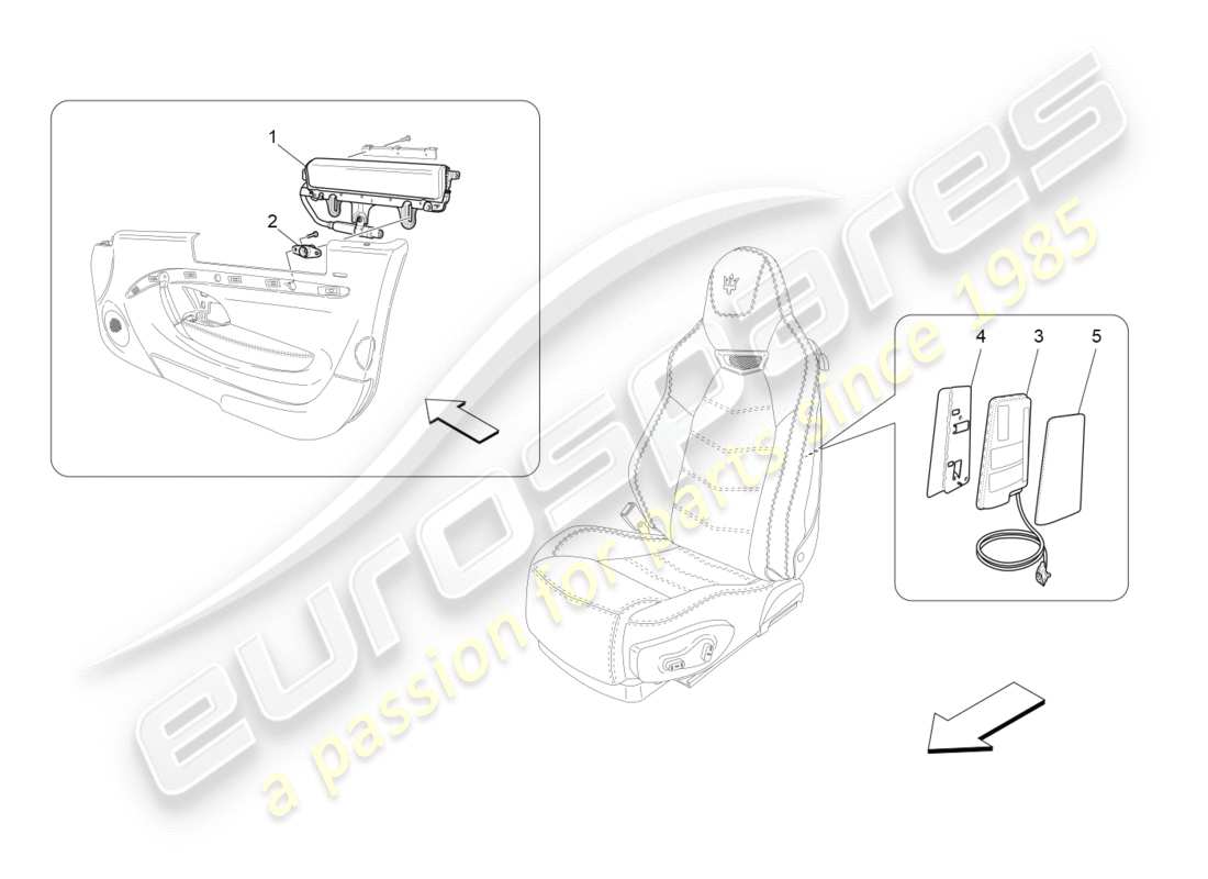 maserati granturismo s (2014) front side bag system part diagram