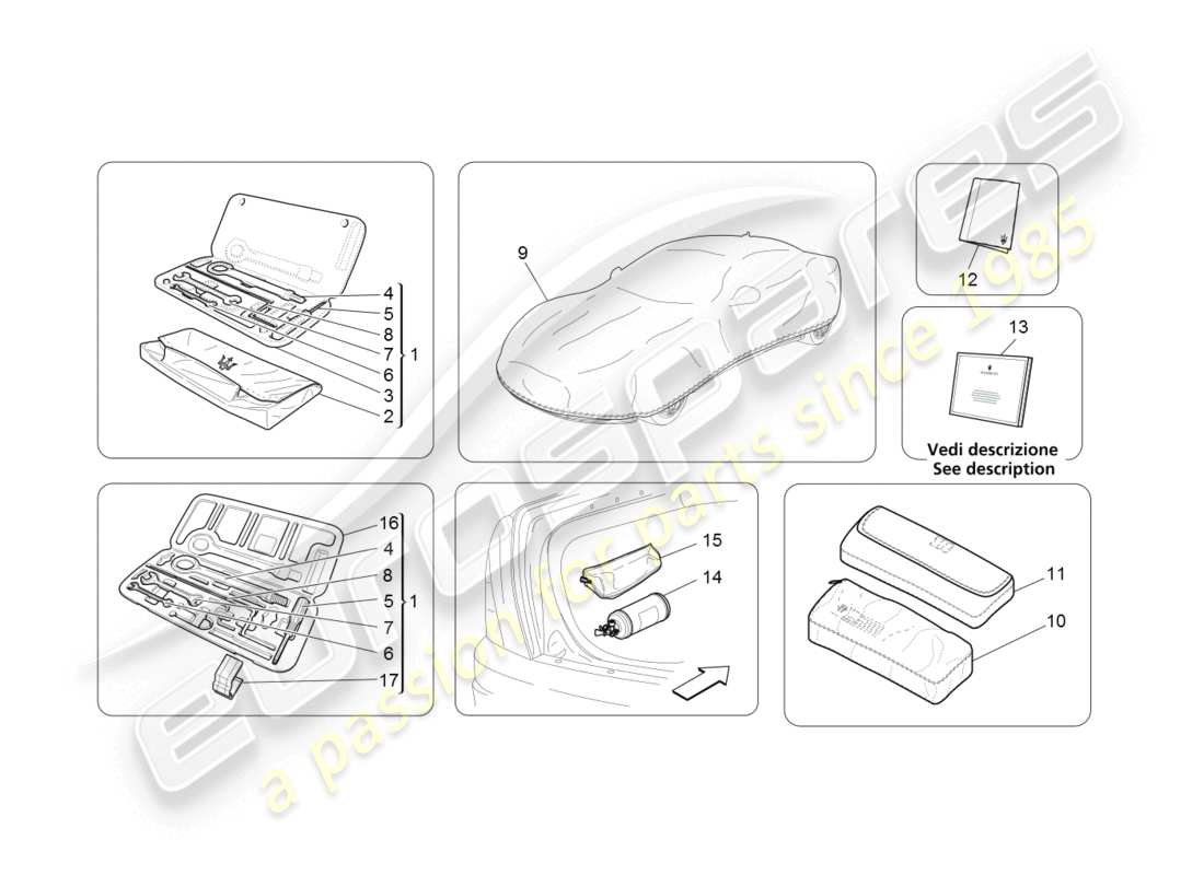 maserati granturismo (2008) standard provided part diagram