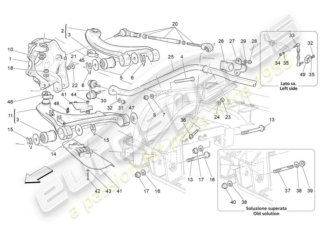 maserati granturismo s (2016) rear suspension part diagram