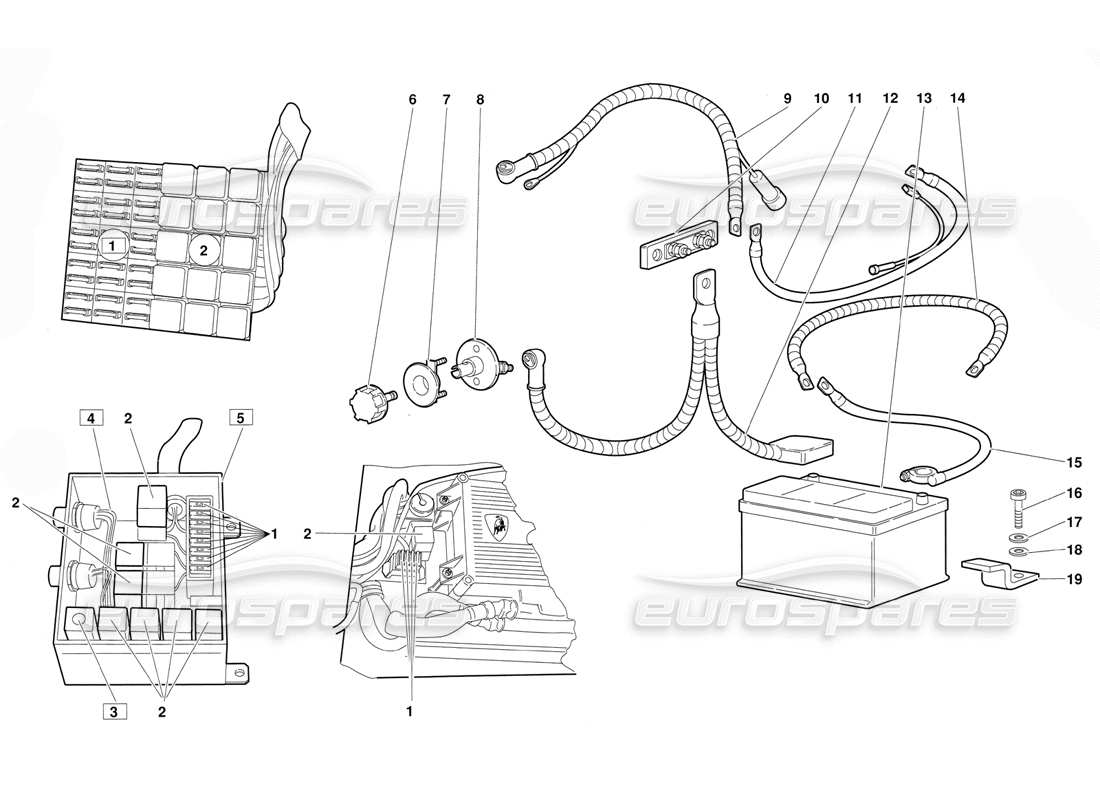 lamborghini diablo (1991) electrical system (valid for june 1992 version) part diagram